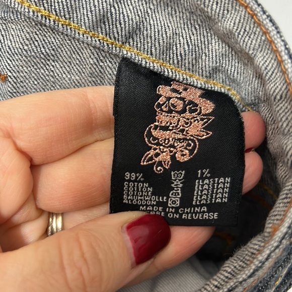 ED HARDY Medium WASH EMBEZZLED 5 POCKET SKINNY DENIM JEANS WOMEN'S SZ 28 - Picture 6 of 6